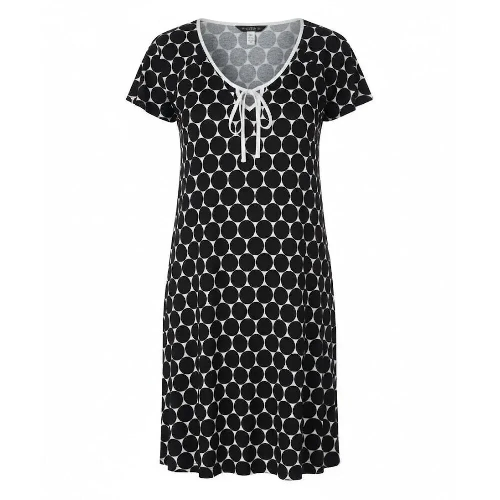 Kate Spade NWT Modal Blend Black Dot Chemise Sleep Shirt Small